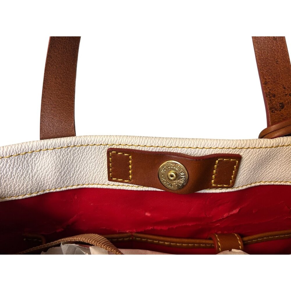 Dooney & Bourke White and Brown Leather Tote - Picture 7 of 16